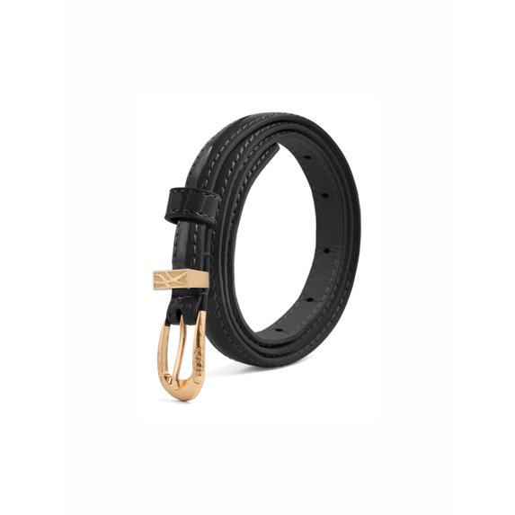 Allegra K Women's Patent Leather Skinny Alloy Pin Buckle Waist Belt