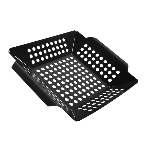 ETEREAUTY Versatile Black Metal Grilling Basket for Home Use Compatible with Bbq Grills