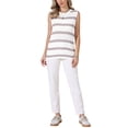 thumbnail image 2 of INSPIRE CHIC Crochet Tank Top for Women's Stripe Sleeveless Summer Hollow Out Vacation Casual Vest L Khaki White, 2 of 6