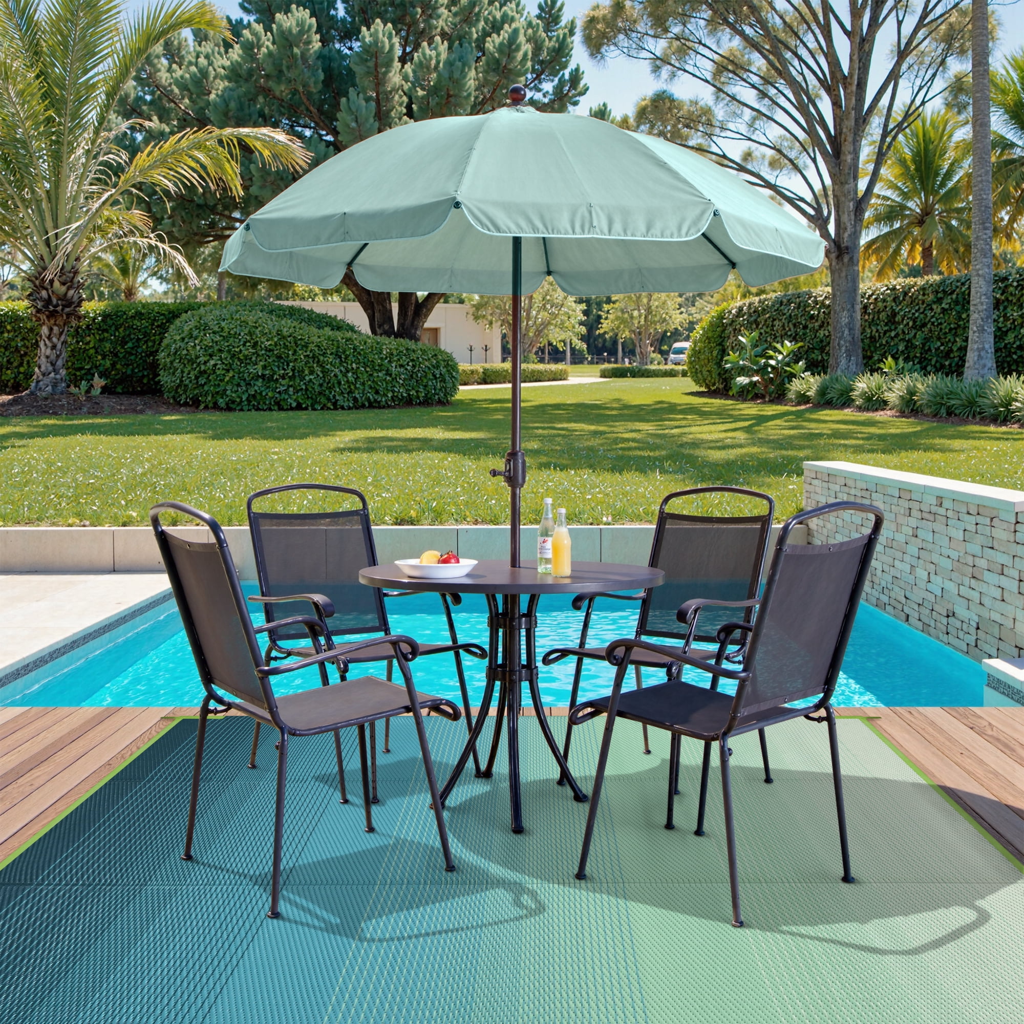 Lahome Decor 5'x 8' Outdoor Rug,Waterproof Patio Rug Reversible Indoor Outdoor Rug Lightweight Plastic Straw Rug for RV Camping Deck Balcony，Teal