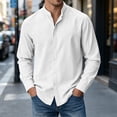 thumbnail image 6 of Gamivast Dress Shirts for Men Stand Collarlong Sleeve Button Down Blouses Casual Slim Fit Solid Tops Lightweight Work Office Outfits White S, 6 of 6
