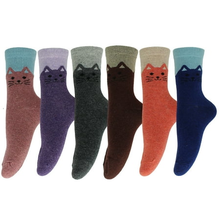

Women s 6 Pair Socks Size 6-9 Wool Warm Winter Crew Socks Promo218