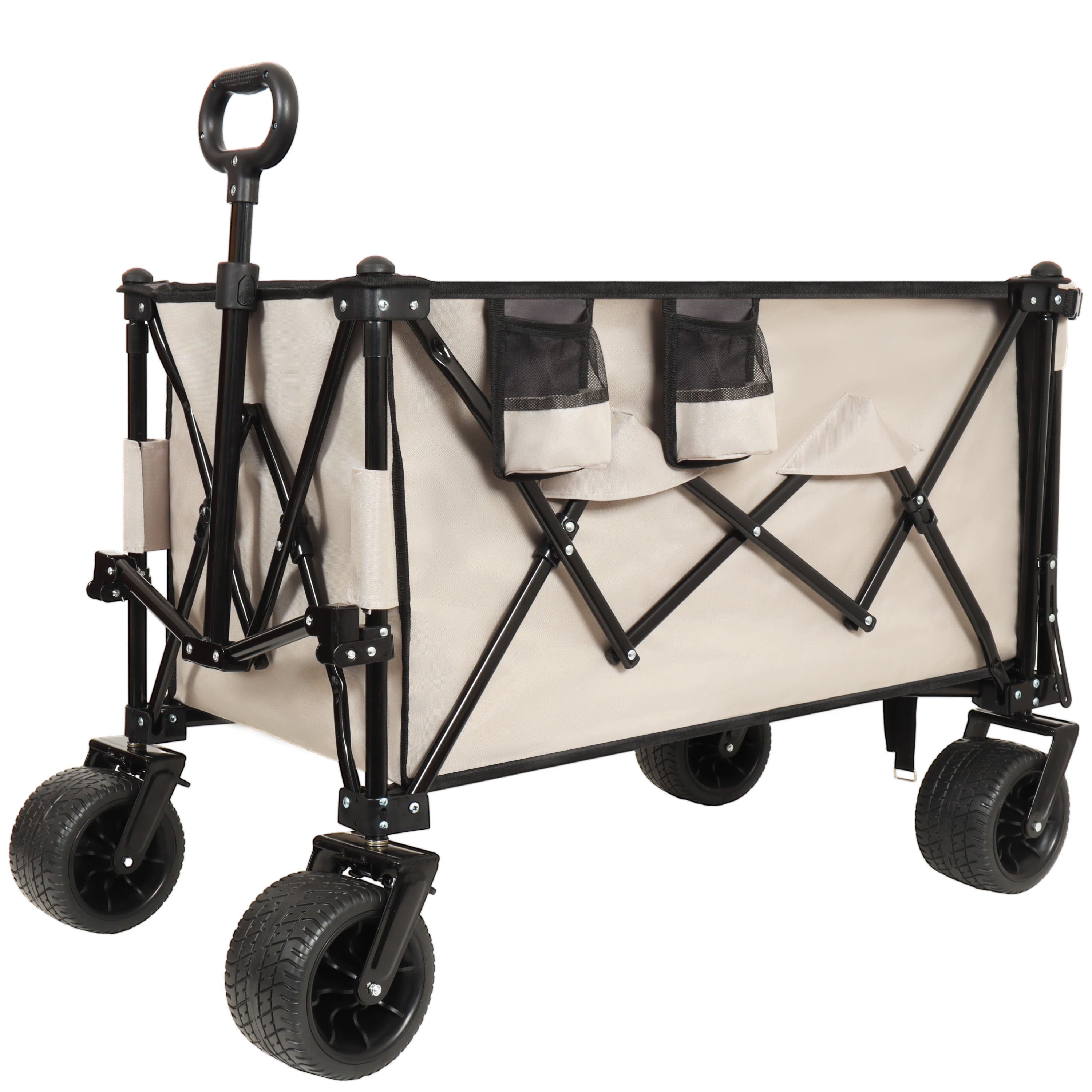 Yoneston 480LBS Collapsible Wagon Cart with Extended Tailgate, Portable Adjustable Designed Heavy Duty Extender Wagon for Camping, Picinc, Shopping, Beach, Grocery Transport, Gray