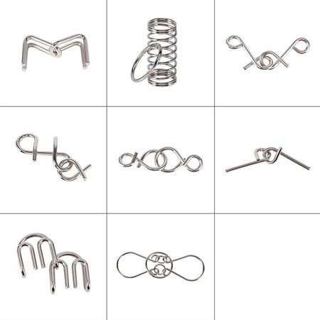 Brain Games For Adults Mind Game,Ymiko 8Pcs/Set Metal Wire IQ Test Brain Teaser Mind Puzzles Game For Adult & Children Toys,Puzzles ()