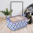 thumbnail image 2 of Large Capacity Clothes Storage Bins, Foldable Closet Organizer, Thick Cotton Linen Fabric, Layered Storage for Blankets, Comforters, and Pants, Blue Storage Box, by FAJHHA, 2 of 7