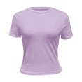 thumbnail image 5 of YVNAURA Womens Y2K Style Crew Neck Short Sleeve Crop Top Slim Fit Basic T Shirt Summer Cute Tee Soft Stretchy Going Out Casual Daily Wear, Purple,L, 5 of 5