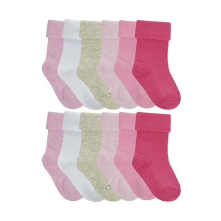 

12 Pair Multipack Babies Soft Cotton Socks | Sock Snob | Plain Cute Turnover Tops Socks