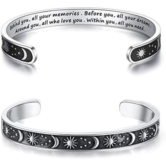 Inspirational Bracelets for Women Teen Girls Personalized Gifts for Daughter Granddaughter Mom Sister Friends Stainless Steel Engraved