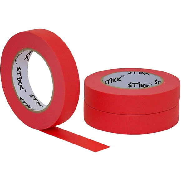 3 pk 1 Pouces Pouce x 60yd STIKK Ruban Peintres Rouges 14 Jours Retrait Facile Bordure de Finition Marquage Décoratif Ruban de Masquage (0.94 Po 24MM)