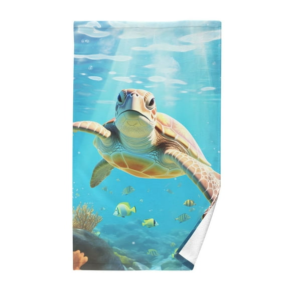 Big Sea Turtle Cotton Face Towels Absorbent Hand Towel Soft Bathroom Towel for Kitchen Hotel Decoration