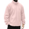 thumbnail image 2 of Men's Lightweight Warm Two-Way Sherpa Jacket, Full-Zip Long-Sleeve Soft Fleece Outerwear for Fall Winter, Pink, L, 2 of 6