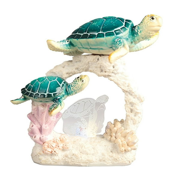 FC Design 6"H LED Blue Sea Turtle with Baby Figurine Statue Sculpture Ornament Decoration Home/Room Decor and Unique Gift Ideas for Housewarming, Holidays and Birthdays