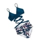 thumbnail image 4 of Sunloudy - Traje de baño de dos piezas para mujer, tops de bikini con tirantes finos de color sólido + bragas de bikini con estampado de leopardo Sunloudy S M L XL XXL, 4 of 9