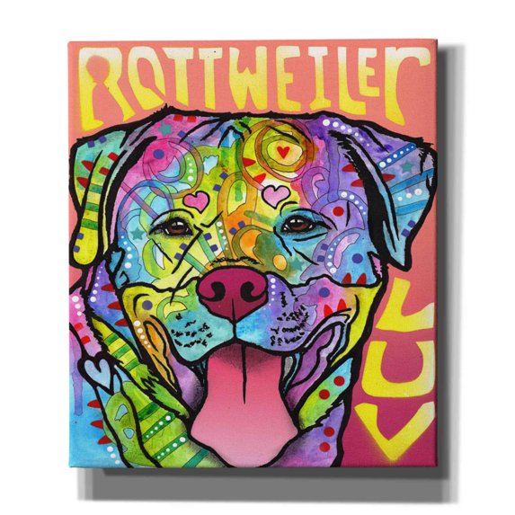Epic Graffiti 'Rottweiler Luv' by Dean Russo, Giclee Canvas Wall Art, 26"x30"