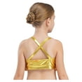 thumbnail image 4 of Nyeemya Girls 2 Piece Sequin Ballet Latin Jazz Dance Outfit Metallic Cross Back Cami Crop Top with Skirt Gold 6, 4 of 7