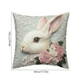 thumbnail image 3 of Uutvery Easter Decorative Pillow Cover, 3D Faux Embroidery Printing Bunny Motifs, Soft Polyester Cushion Case Sofa Bed, 17.72x17.72 Inches, 3 of 6