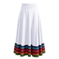 thumbnail image 5 of Umfun Women's Colorful Striped Maxi Skirt Elastic High Waist A-Line Flowy Skirt Summer Vacation Skirt, 5 of 8
