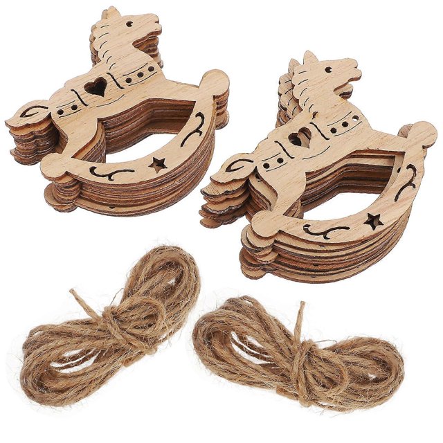 20Pcs Christmas Tree Hanging Creative Wooden Pendant Natural Wood Slices for Christmas Party Decorations