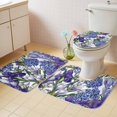thumbnail image 4 of Spring Flower Bathroom Rugs Set Retro Blue Hydrangea Purple White Floral Green Leaf Non Slip Absorbent Soft Bath Mats 3 Piece Set with Bathroom Rug, U-Shaped Floor Mat, Toilet Seat Cover Small Size, 4 of 9