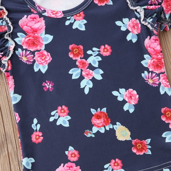 Mode Chaude Canis Bambin Bébé Filles Sans Manches Tops de Fleurs T-shirt Pantalons Shorts Tenue