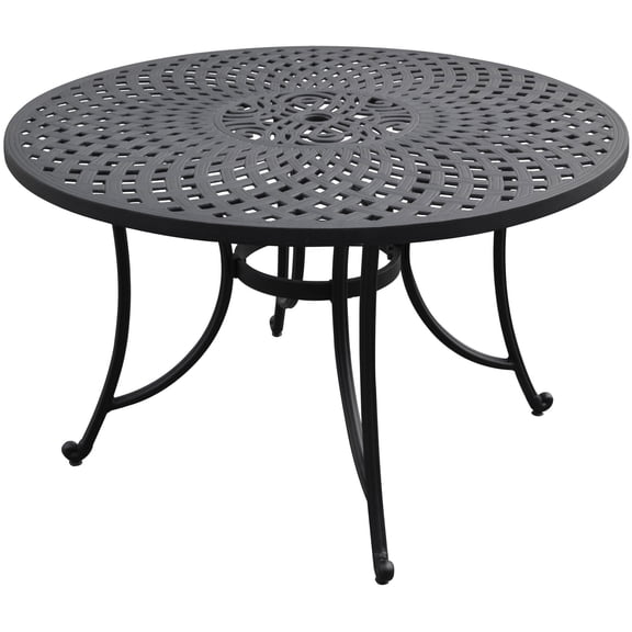 Afuera Living Taditional 46" Round Metal Patio Dining Table in Charcoal Black
