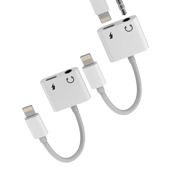 Lightning to 3.5mm Headphone Adapter for iPhone(2 pack)Audio and Charger Splitter Dongle Jack AUX Adaptador Para Earphone Phone Charge Earbud (2 in 1)Cable 14 13 12 11 Pro Max Mini XS SE 7 X for iPad