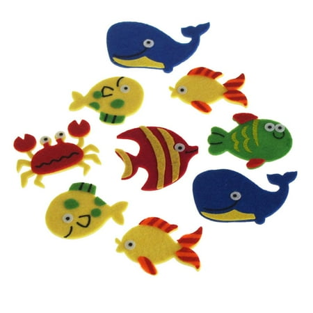 7 Inch Adhesive Die Cut - Self-Adhesive Sea Creatures Felt Die Cuts, 2-Inch, 7-Count