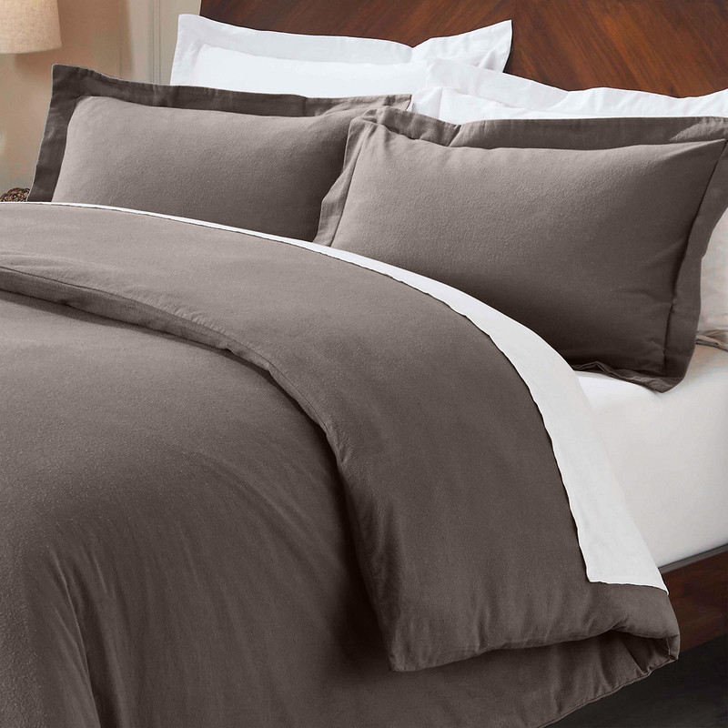Superior Cotton Flannel Solid Duvet Cover Set, Full/Queen, Charcoal