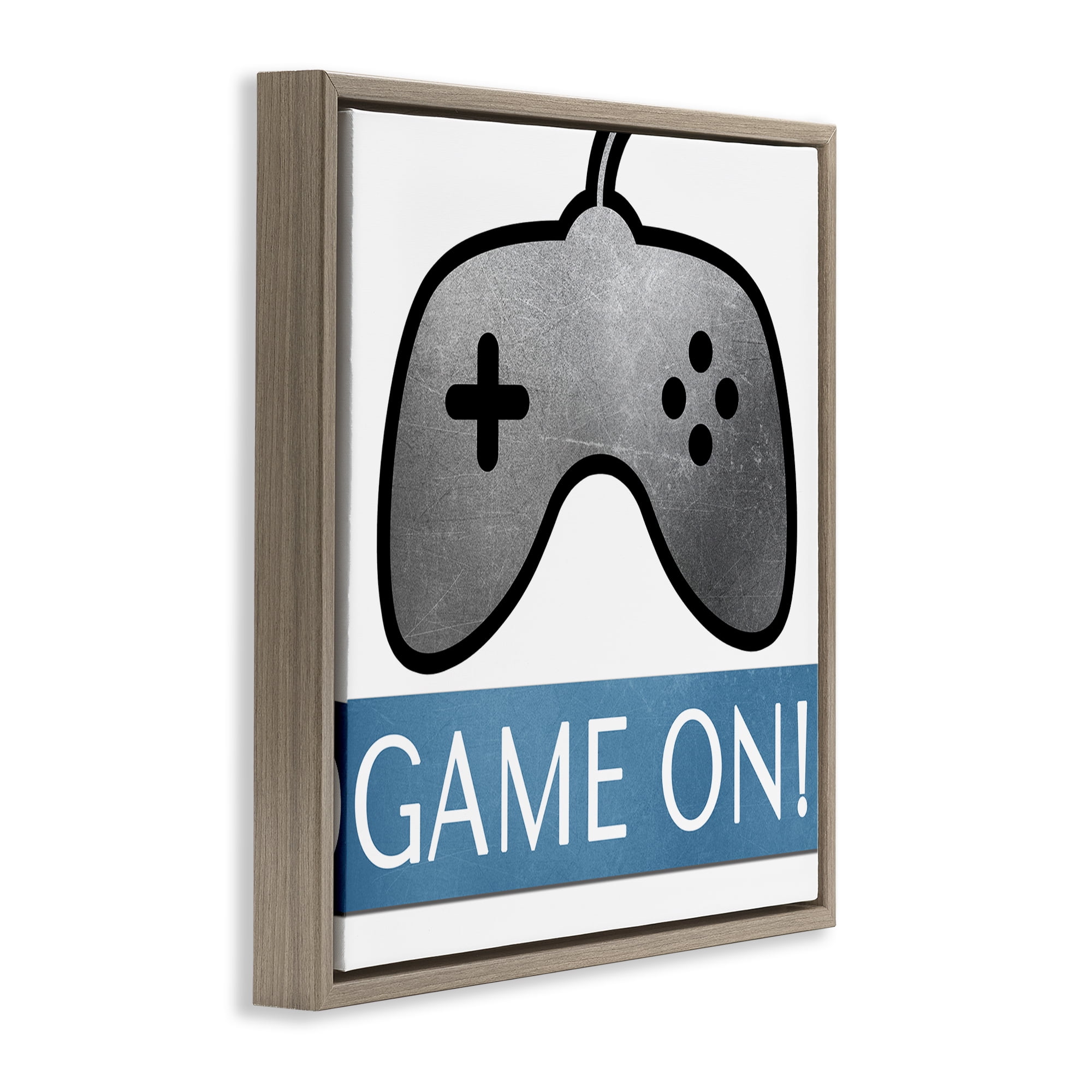 Stupell Industries Game On Controller Entertainment Painting Brown Floater Framed Canvas Art Print Wall Art, 18 x 18