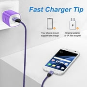 Micro USB Cable with Android Charger, Hootek 6FT USB A to micro cable High Speed Fast Charging Cable, usb cable micro with USB Wall Charger Fast Charger Adapter Plug, android charger block, Purple