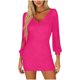 thumbnail image 3 of TaTaai Ladies Casual V Neck Long Sleeve Solid Color Bodycon Dress Tassel Design High Waist Slim Fit All Season Daily Wear Gift, 3 of 7