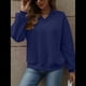 thumbnail image 5 of Sudadera con Capucha para Mujer, de Gran Tamaño, con Cuello en V, Informal, Cómoda, Básica, Moda de Otoño 2025. Azul Marino XL, 5 of 10