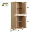 thumbnail image 3 of 71" Tall Kitchen Pantry Storage Cabinet, Farmhouse Pantry Cabinet with 4 Doors & Drawer, Freestanding Cupboard with Adjustable Shelves, Rustic Wood Cupboard for Kitchen, Dining Room, Oak, 3 of 10
