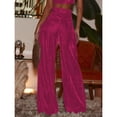 thumbnail image 4 of Pantalones de Pierna Ancha de Cintura Alta de Terciopelo para Mujer Pantalones Sueltos Casuales de Color Puro con Bolsillos ANGGREK  Otros, 4 of 6