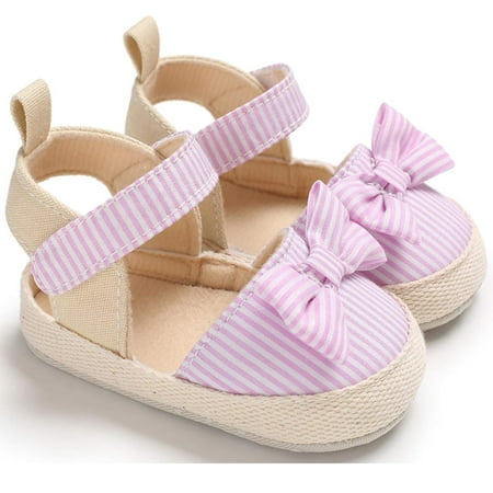 

Arvbitana Baby Soft Sole Canvas Sandals Bowknot Flat Anti Skid Fashion Breathable Toddlers
