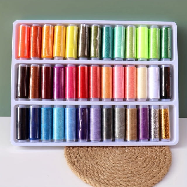 HLONK 39pcs 39-Color Polyester Sewing Thread Set 200 Yards Each Durable & Portable for Hand Sewing Tailoring & DIY Projects