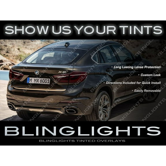 For BMW X6 Tinted Smoked Taillamps Taillights Overlays Film Covers Kit E71 E72 F16