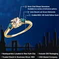 thumbnail image 2 of Gem Stone King 10K Yellow Gold Peach Morganite and Blue Diamond 3-Stone Ring for Women | 0.80 Cttw | Round 6MM | Gemstone October Birthstone | Size 5, 2 of 6