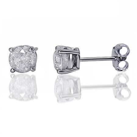1 Carat T.W. Round Diamond Sterling Silver Stud Earrings