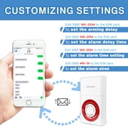 Wireless Smart Security Alarm Siren with Burglar Alarm Host, SOS Button, Infrared Motion, Door Window Sensor, Remote Controller, GSM Alarm System Home Security DIY Kit