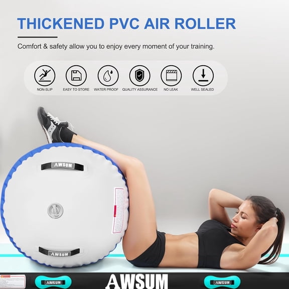 1 PCS Gymnastics Barrel Air Roller Inflatable Tumbling Mat Back Handspring Trainer for Octagon Mat Gym Gymnastics Equipment，No Electric Pump