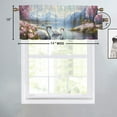 thumbnail image 4 of Floral Swan Window Curtain Valance Watercolor Spring Flower Dreamy Swan Lake Romantic Couple Rod Pocket Window Valance for Living Room Bathroom Bedroom Kitchen 54 by 18 in, 2 Panel, 4 of 6