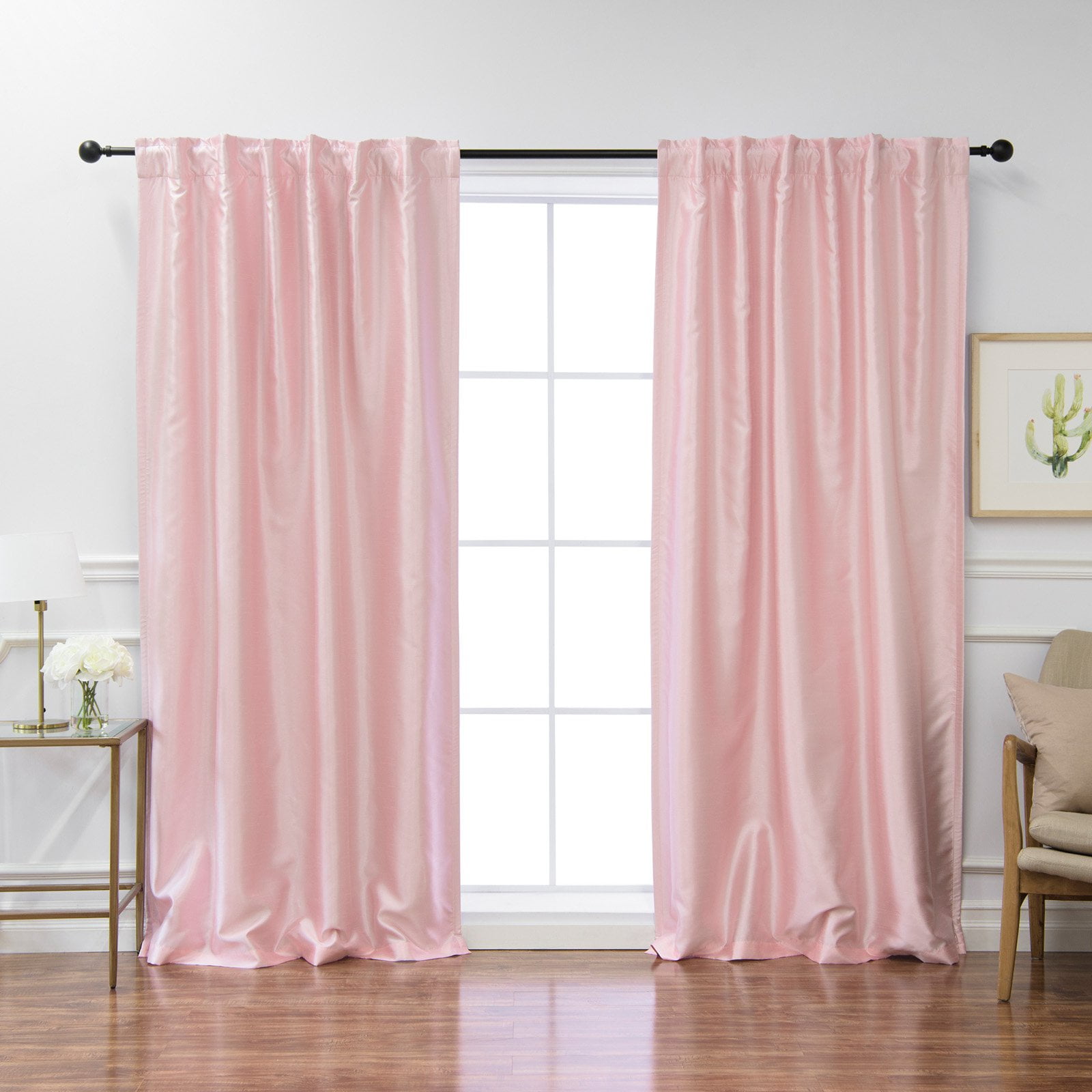 Best Home Fashion Faux Silk Blackout Curtain Panel Pair - Walmart.com