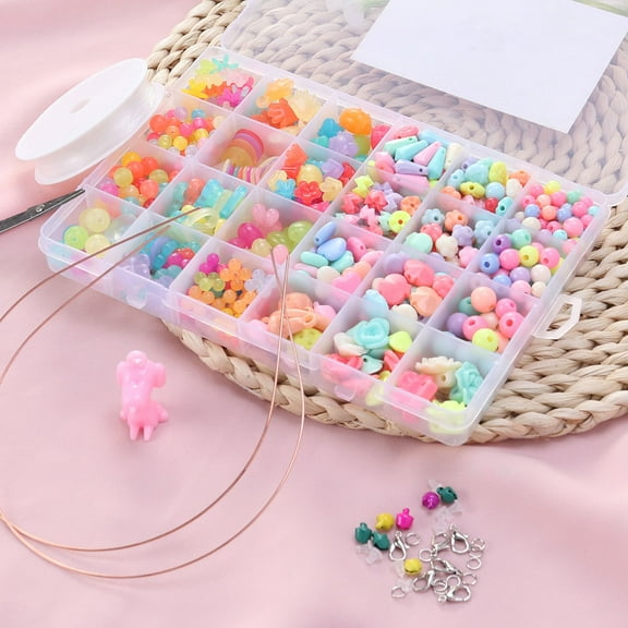 HONITANO 520Pcs Jewelry Beads Girls Necklace Making Kits Kids Toys Assorted Color 19 x 13 x 3Cm Plastic
