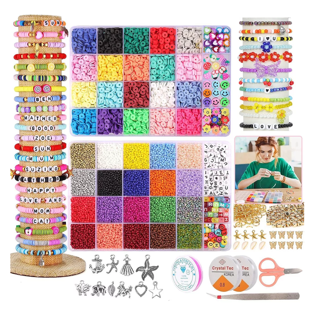 Kits Para Hacer Pulseras Cuentas Bisuteria Casero 30000 + Diy, Colores