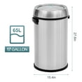 thumbnail image 3 of HOBLOC 17 Gallon/65 Liter Stainless Steel Swing Top Trash Can, Heavy Duty Commercial Round Trash Bin with Swing Lid for Kitchen, Restaurant, Office, 3 of 5