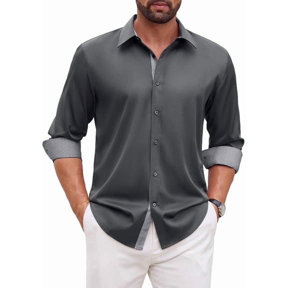 sogami Mens Long Sleeve Stretch Dress Shirts Casual Button Down Shirt