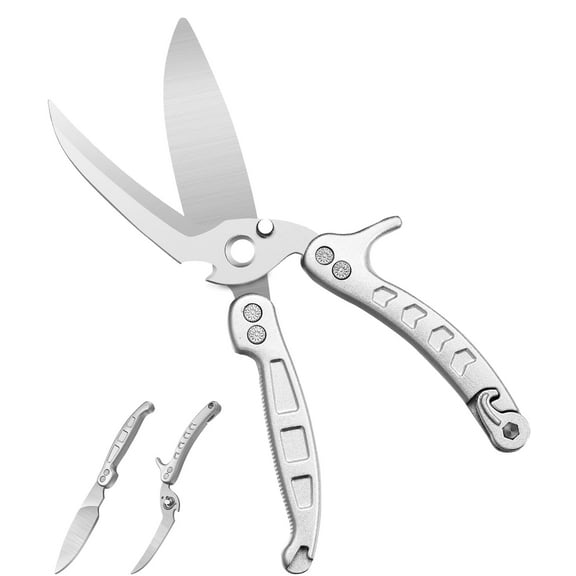 Charext Heavy Duty Poultry Shears - A Must Have Kitchen Shears for Chicken and Meat Cutting - Dishwasher Safe and Stainless Food Kitchen Scissors (Silver)