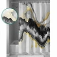 thumbnail image 3 of Shower Curtains Sets for Bathroom Decor Black Gold Marble TextureWaterproof Bathroom Curtain with Hooks,Abstract Modern Stone Stylefor Bathroom Decor,72x72IN, 3 of 7