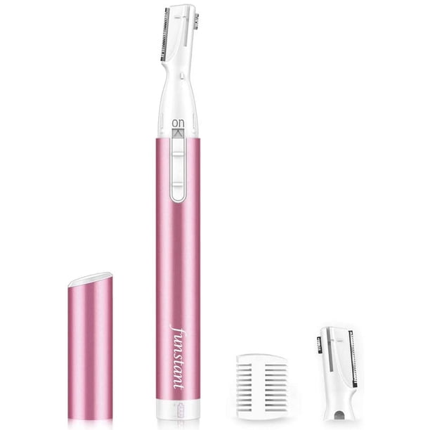 Recortadora de cejas mejorada, afeitadora eléctrica de precisión para cejas, depiladora facial con pilas, con peine, sin sensación de tirón, sin dolor, para cara, barbilla, cuello, labio superior, ros